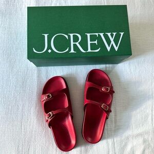 J. Crew Colbie Buckle Sandals Red, NEW in Box, size 7
